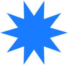 A purple ten-pointed starburst graphic