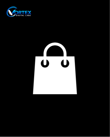 Shopify - Shopping bag icon with Vortex Digital Labs branding